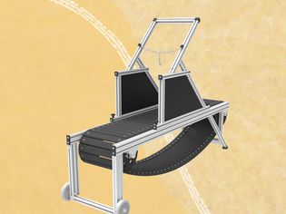 A dog treadmill we recommend on a yellow background