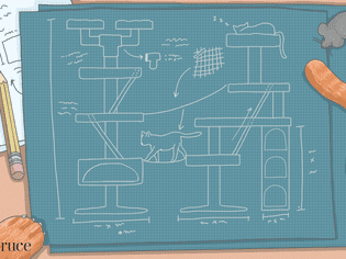 Illustration of a DIY cat tree plan